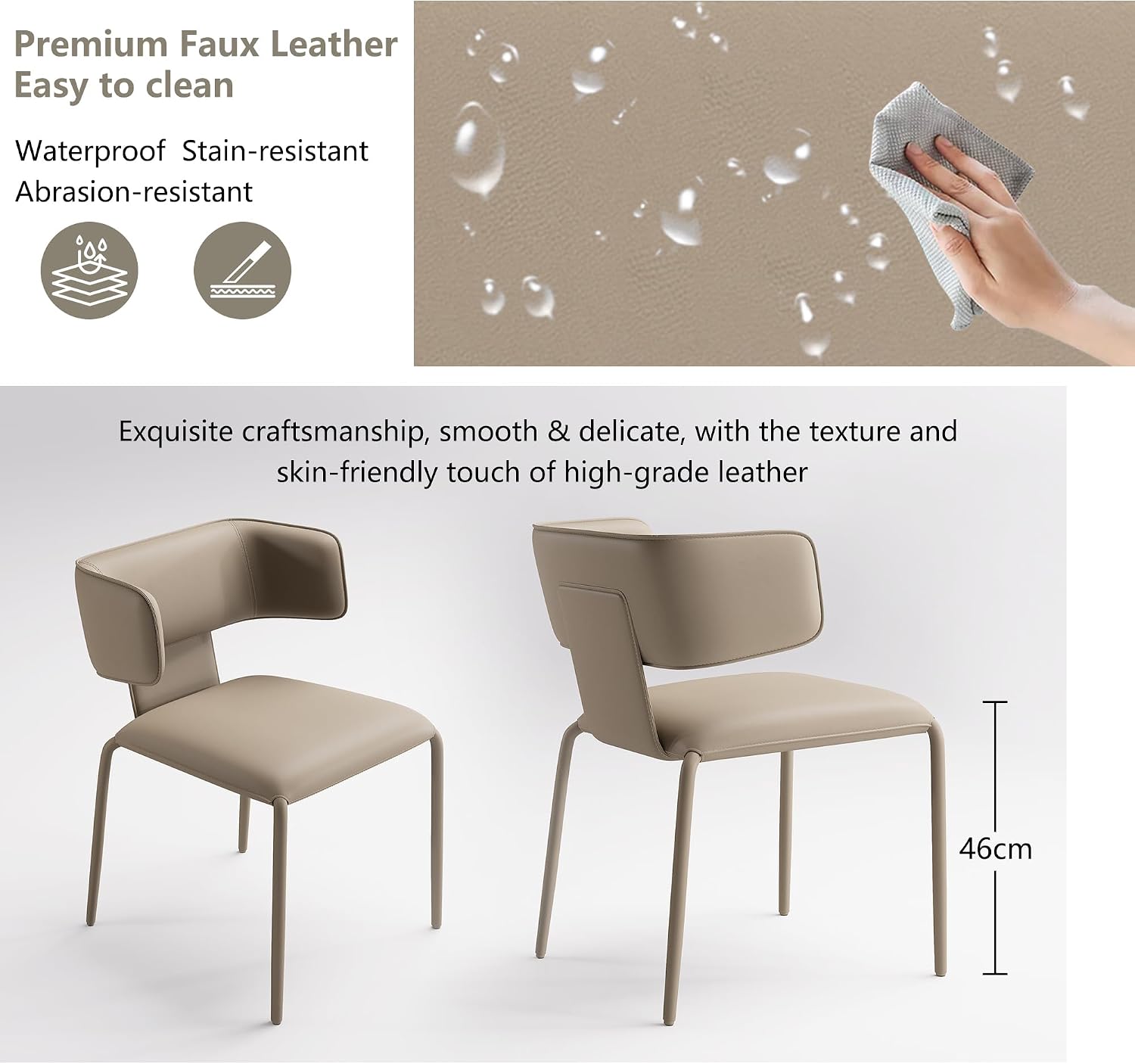 YOUNIKE Upholstered Dining Chair Single Premium Faux Leather Kitchen Dining Room Chair with Back Modern Padded Comfy Accent Side Chair for Living Room, Bedroom, Cafe Black