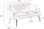 hansones Modern Velvet Armchair with Gold Metal Legs and Side Pockets, Tufted Backrest, Perfect for Living Room, Bedroom Or Office (32.6" Pink)
