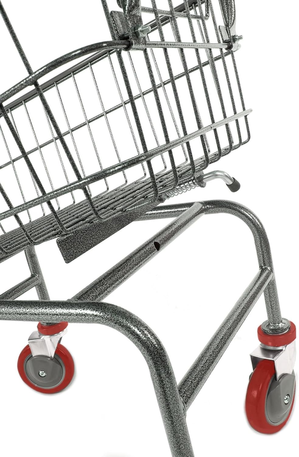 Rolling Laundry Cart with Wheels, Metal Wire Basket, Heavy Duty Utility Cart (RED)