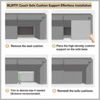 Couch Cushion Support for Sagging Seat, 22"x22"x2.4" Couch Support for sofa | 3 PCS 45D High-Density Curved Foam Sofa Cushion Support for Couches and Sofas, Couch Inserts Saggy Couch