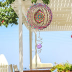 Goolyrusim Wind Spinner Mandala Blossom 3D Kinetic Wind Spinners Outdoor Laser Cut Stainless Steel Metal Art Hanging Wind Sculpture Mandala Garden Decoration Yard Art Decor Ornament Housewarming GIF