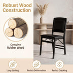GOFLAME Folding Dining Chairs Set of 2, Faux Leather Upholstered Kitchen Chairs with Padded Seat and Backrest, Solid Wood Foldable Chairs for Living Room, Dining Room, Restaurant, Black