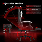 Gaming Chair with Footrest, Ergonomic Video Game Chair for Adults, White | PU Leather, Headrest and Lumbar Support, Height Adjustable 360° Swivel High Back Reclining Computer Chair for Home Office