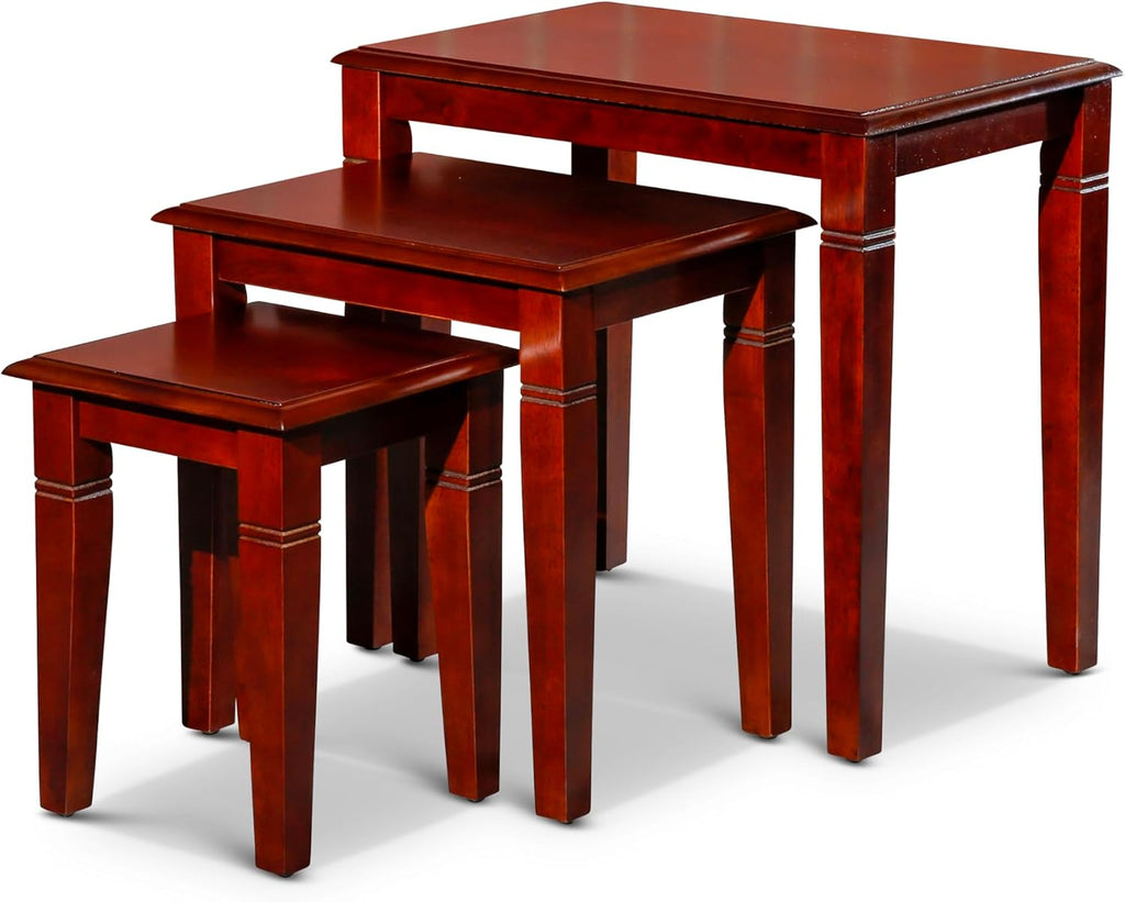 Cherry 3-Piece Nesting Table Set, Multi-Functional Side Tables, Easy to Arrange, Perfect for Compact Living
