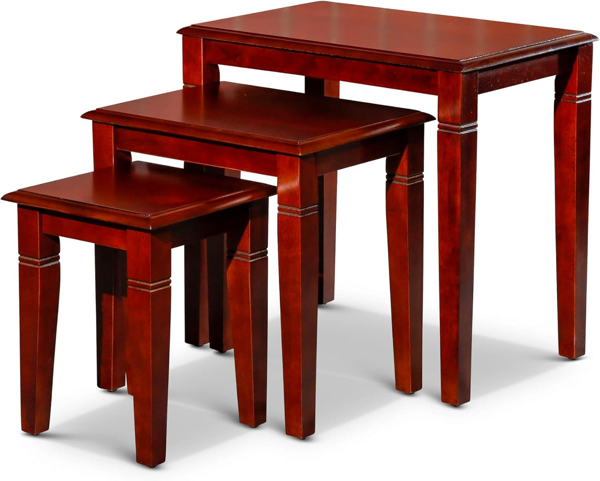 Cherry 3-Piece Nesting Table Set, Multi-Functional Side Tables, Easy to Arrange, Perfect for Compact Living