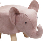 Animal Footstool Elephant Bench, Portable Shoes Changing Cute Storage, Wood Ottoman Stool Sofa Tea Stool for Decor, Bedroom, Living Rooms Indoor, Pink