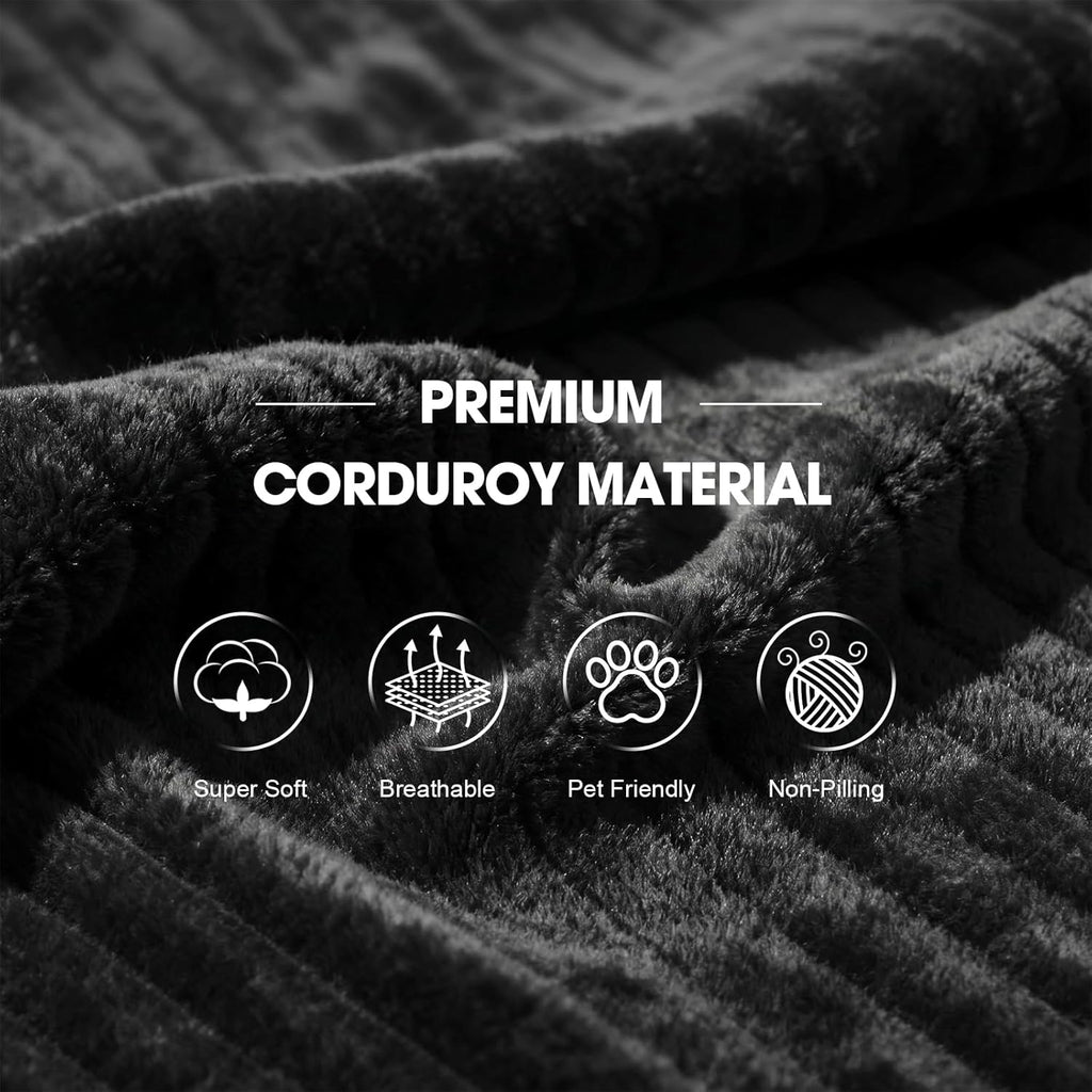 94.5" L-Shaped Cloud Sectional Couch for Living Room, Modern Minimalist Upholstered Sofa,Corduroy Fabric Modular Sectional Sofa with Chaise, No Assembly Required (Black, Right)