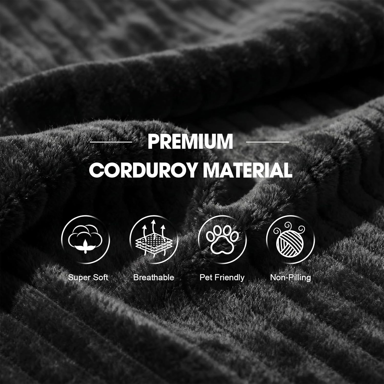 94.5" L-Shaped Cloud Sectional Couch for Living Room, Modern Minimalist Upholstered Sofa,Corduroy Fabric Modular Sectional Sofa with Chaise, No Assembly Required (Black, Right)
