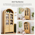 71" Tall Arched Kitchen Pantry, Modern Farmhouse Kitchens Storage Cabinets, Versatile Cupboard for Kitchen, Dining Room, Wood, 1 Pc