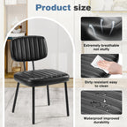 DUMOS Dining Chairs Set of 6, Upholstered Mid-Century PU Leather Accent Chair with Backrest and Metal Legs for Kitchen, Dining Room, Living Room, Black