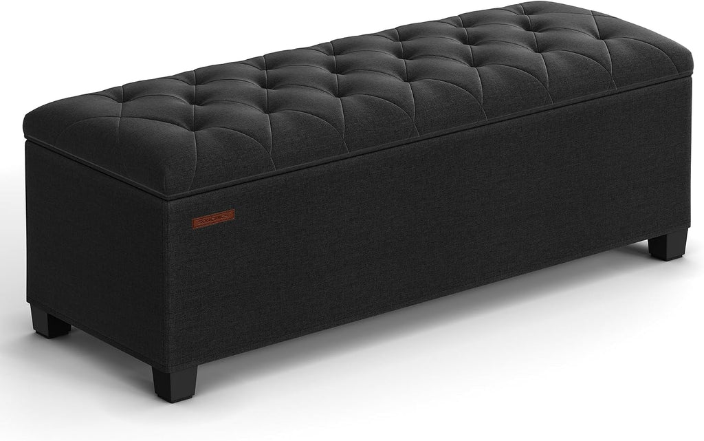 SONGMICS Storage Ottoman Bench, Foot Rest with Legs, Load up to 661.4 lb
