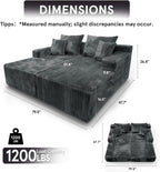 Sytopia Loveseat Chaise Lounge with Armrests, Oversized Sofa Bed with 4 Pillows, Cozy Sleeper, Modular Sectional Couch for Living Room Bedroom, Floor Chair Furniture sala Corduroy