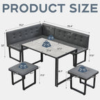 Brafab Corner Dining Table Set, 70 Inch Breakfast Nook Table Set with Upholstered Banquette, 5-Piece Corner Bench Dining Table Set, Grey
