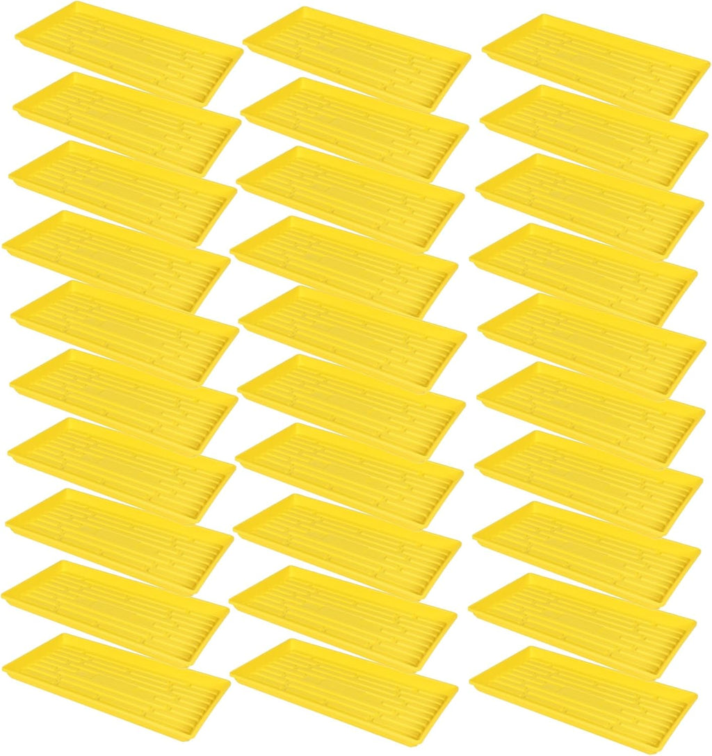 SUNPACK 10" x 20" Heavy Duty Shallow Plastic Seed Starting Tray, Yellow, 1" (Pack of 30) - No Drainage Holes, Perfect for Greenhouses or Indoor Gardening