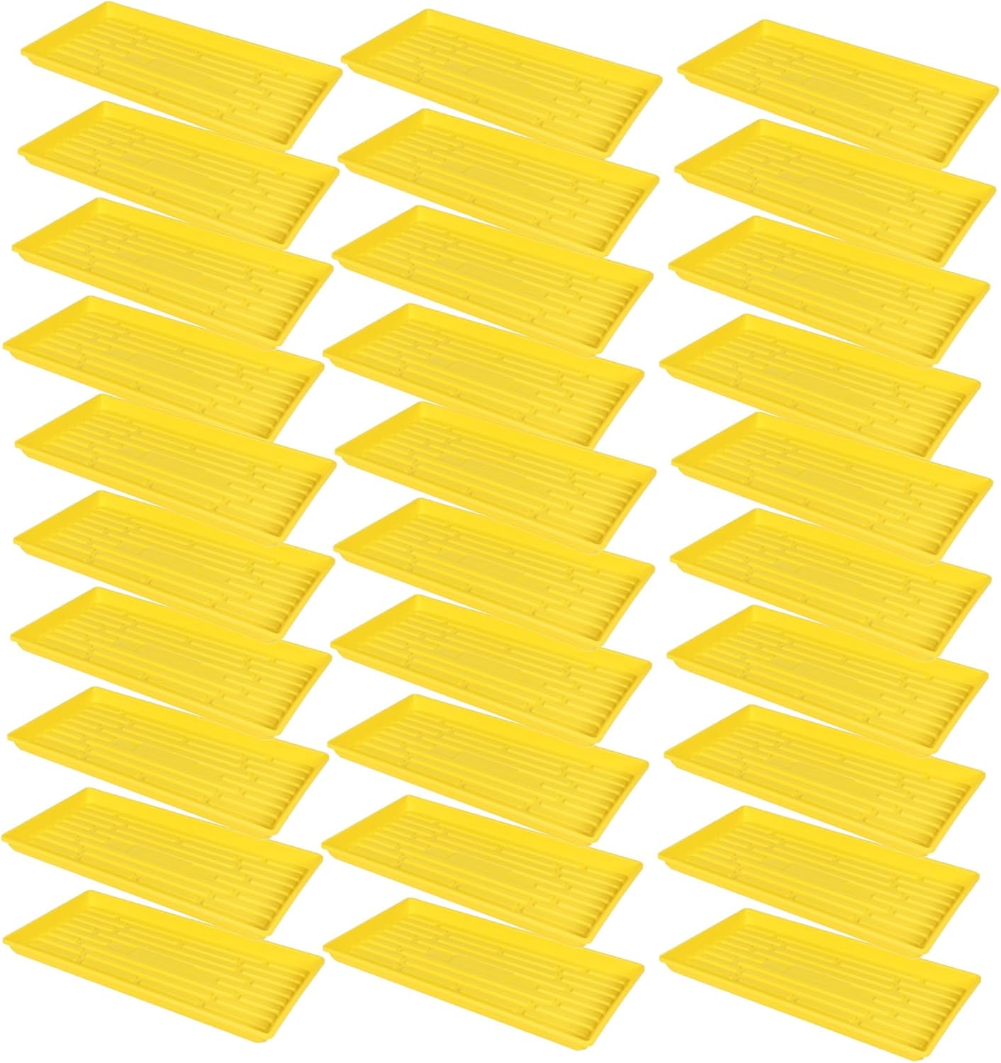 SUNPACK 10" x 20" Heavy Duty Shallow Plastic Seed Starting Tray, Yellow, 1" (Pack of 30) - No Drainage Holes, Perfect for Greenhouses or Indoor Gardening