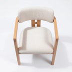 MELAGIO Mid-Century Modern Dining Chair – Upholstered Performance Fabric Seat, Solid Walnut Wood Frame, Fully Assembled Accent Chair for Dining Room, Kitchen or Living Space (Cream)