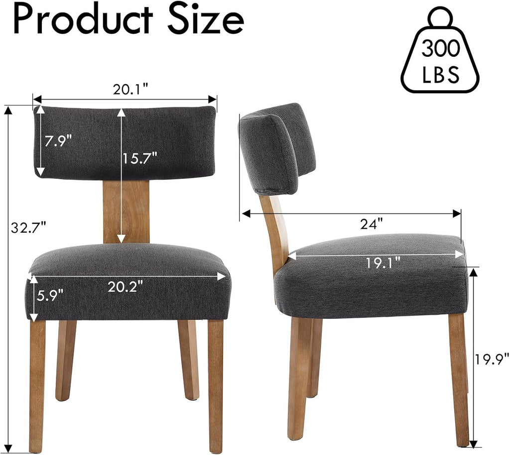 Upholstered Dining Chairs Set of 6, Mid-Century Modern Dining Chairs with Wood Legs, Linen Fabric Farmhouse Kitchen Chairs Armless, Comfy Side Chairs for Living Room/Kitchen, Grey
