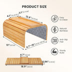 2 Pack Sofa Arm Tray,Bamboo Folding Couch Arm Tray,Sofa Armrest Tray with Anti-Slip Pad for Drinks,Snacks,Phone,Remote Control（Natural）