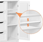 Yaheetech Wooden Floor Cabinet, Side Storage Organizer with 4 Drawers and 1 Cupboard, Freestanding Entryway Storage Unit Console Table, Bathroom Furniture Home Decor, White