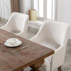Dining Chairs Set of 2 Linen Upholstered Accent Kitchen Chair with Hollow Back/Padded Seat/Wood Legs for Dining Room Restaurant Home Decor, Beige
