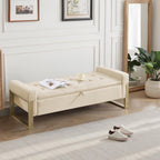 End of Bed Storage Bench, 67'' Bench for Bedroom Foot of Bed King Size, Modern Velvet Storage Ottoman Benches with Gold Legs for Windows Living Room, Beige