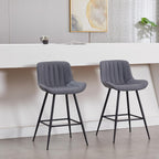 Sidanli Counter Height Barstools Set of 2, Counter Height Chairs with Backrest, Faux Leather, Metal Legs, 24 Inch Height Bar stools for Kitchen, Dining Room, Gray