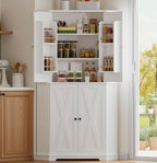 IRONCK Corner Cabinet, 72" Farmhouse Pantry Storage Cabinet, White | 6 Tiers Kitchen Pantry with 2 Adjustable Shelves, 240° Swivel Doors and Storage Rack for Kitchens, Dining rooms, Living rooms