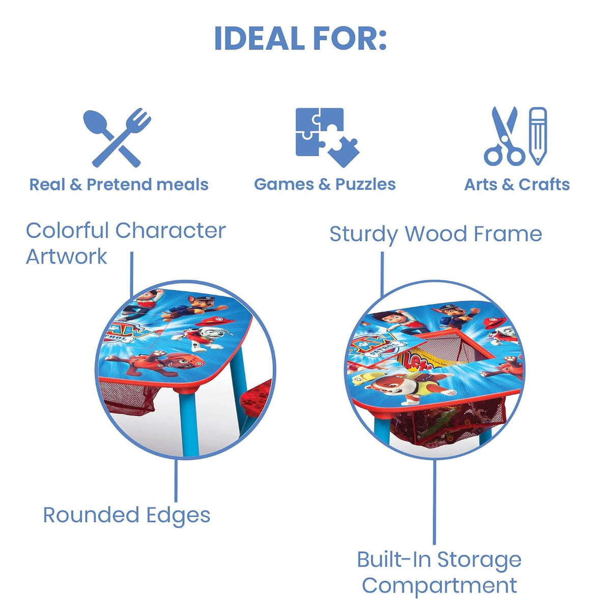 Delta Children Kids Table and Chair Set with Storage (2 Chairs Included) - Ideal for Arts & Crafts & Kids Easel and Play Station – Ideal for Arts & Crafts
