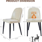Leather Dining Chairs Set of 4, Modern Dining Room Chairs with Curved Backrest and Metal Legs Chenille Upholstered Fabric Kitchen Side Chair for Living Room, Restaurant, Cafe, Comedor, Leather, Beige