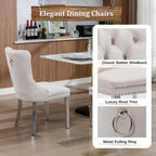 7-Piece Extendable Dining Table Set for 6-8 People 63-78 Inch Kitchen Table Set with 6 Beige Upholstered Chairs Modern White Faux Marble Rectangular Dining Room Table Set for Kitchen Apartment