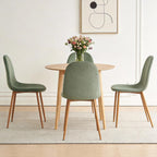 Small Dining Table Set for 4, Modern Round Dining Table with 4 Velvet Dining Chairs in Metal Legs, Easy Assembly for Compact Spaces - Green