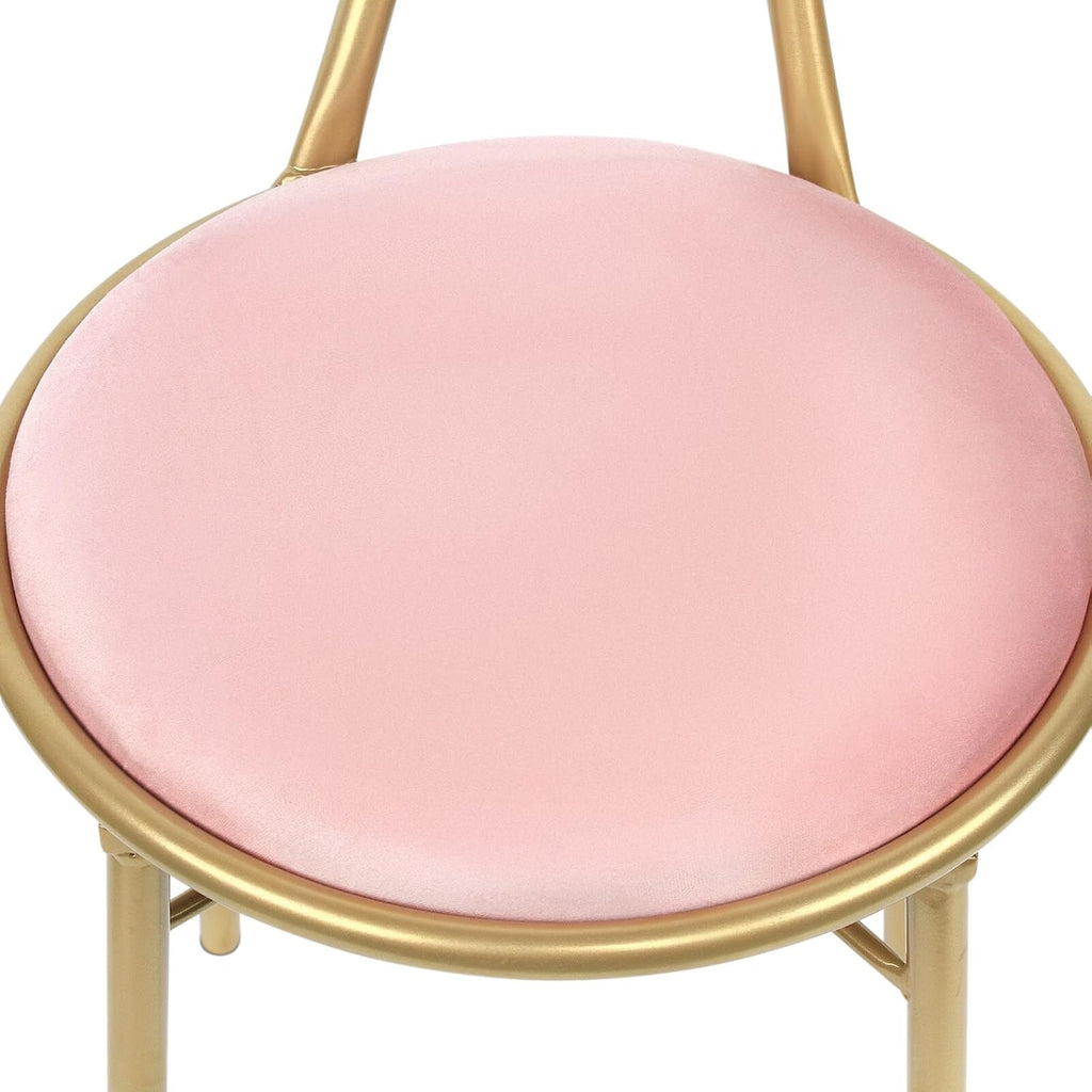 Velvet Vanity Chairs, Metal Cute Butterfly Stool Chair Dresser Makeup Chairs Stool with Pink Velvet Cushion and Bow Knot Backrest for Girl Bedroom, Living Room (Light Pink)