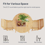 HOOBRO Bamboo Dining Table, Round Dining Table for 2, 27.5" Kitchen Table for Small Space, Writing Table, Easy to Assemble, for Dining Room, Living Room, Office, Kitchen, Apartment, Natural YL71CZ01G1