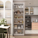 AIEGLE Kitchen Pantry Storage Cabinet with Adjustable Shelves, Kitchen Pantry with 4 Doors, Freestanding Cupboard Storage Organizer Cabinet for Kitchen Living Room, White 70.9" Tall