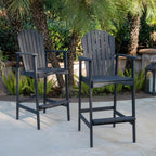 Saiveina Outdoor Acacia Wood Adirondack Barstools, Set of 2, Dark Gray