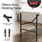 4FT Folding Table, Heavy Duty 400LBS-White | Portable, rust-proof metal frame For Working Meeting Parties Picnic Camping wedding indoor & outdoor use, easy fold & carry