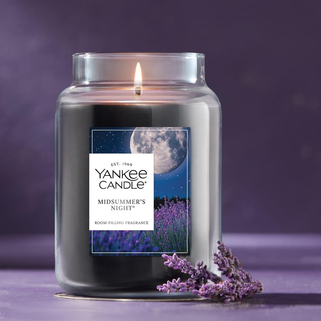 Yankee Candle Mid Summer's Night, Scented Candle, 22oz Large Jar with up to 150 Hour Burn, Giftable