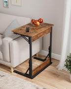 Tatub Folding TV Tray 1PCS, 24" Wide C-Shaped Couch Table, Rustic Brown | Small Couch Side C Table, Slide Under Sofa Tray End Table for Living Room, Bedroom