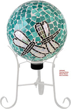 Alpine Corporation HMD194 Outdoor Glass Mosaic Gazing Globe Yard Decoration, 10"Diameter, Dragonfly Duo