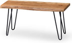 Alaterre Furniture Live Edge Wood Bench with Hairpin Metal Legs - Industrial Modern Entryway Bench with Minimalist Design - Furniture for Entryway, Dining Room, Kitchen, or Bedroom (36 Inch)