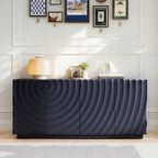 4 Door Modern Sideboard Buffet Cabinet with Spiral Grain, Accent Storage Sideboard Freestanding Anti-Dumping Storage Cabinet Buffet for Kitchen & Living Room (Navy Blue)