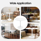 31.5 Inch Round Dining Table for 3 Person, Modern Minimalist Space-Saving Circle Dinner Table with Sturdy Metal Legs, Compact Kitchen & Dining Room Furniture