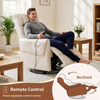 AIRSKY Genuine Leather Power Swivel Rocking Recliner Chair for Adults | Recliners for Small Spaces, Top Grain Leather, Power Glider Rocking Chair with Movable Headrest for Living Room, Beige