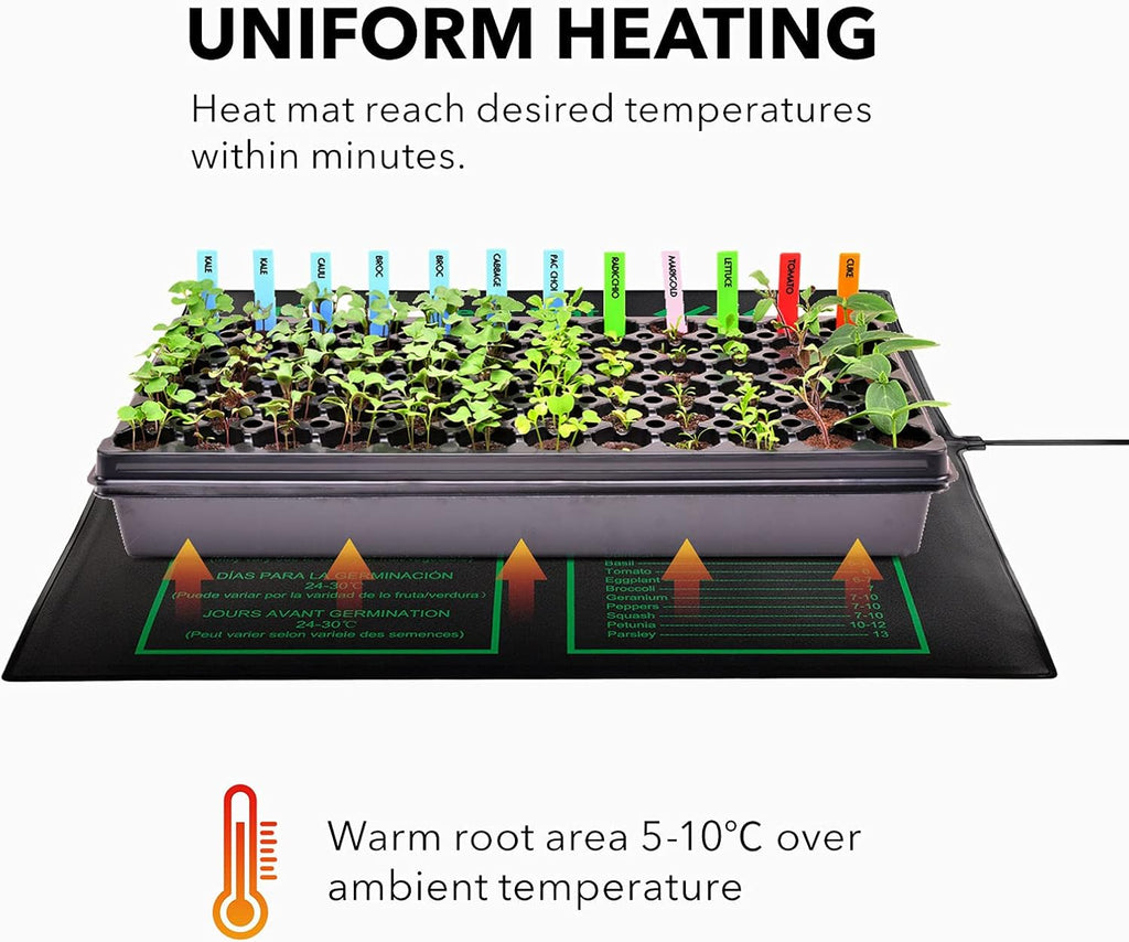 BN-LINK Seedling Heat Mat Warm Hydroponic Heating Pad Waterproof 20" x 20.75" for Seed Starting Greenhouse and Germination, 2 Pack