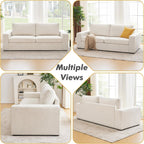 ELUCHANG Oversized 85'' Couches for Living Room, Modern 3-Seater Cloud Couch with Removable Cover, Wide Armrest, Thick Spring Cushions, Comfy Deep Sofa for Apartment, Office, Small Space, Linen Beige