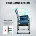 Overmont Folding Camping Chair with Side Table, Cooler Bag, 400 lb Capacity | Oversized Directors Chair for Lawn, Beach, Picnics and Fishing, 600D Oxford, 11.8 lb, Shoulder Strap and Storage Pockets