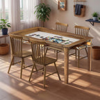 Coperat Solid Wood Board Game Table for 4-6 Players,Dining/Gaming Table w/ 54"x31" Big Gaming Space and Removable Top,Includes Game Mat, 6 Cup Holders & Hobby Tray, Light Walnut