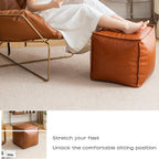 Faux Leather Unstuffed Pouf Ottoman, Square Pouffe Footstool Storage Stool, Pouf Sleeve Without Stuffing, Foot rest Suitable for living Room,Bedroom or Balcony（Size：17"D x 17"W x 15"H)No Filler