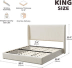 RECCI King Size Upholstered Platform Bed Frame with Tall Wingback Headboard