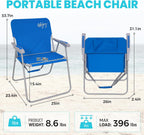 #WEJOY Folding Beach Chair for Adults, Lightweight Beach Chair with Shoulder Straps, High Back Camping Chairs with Hard Armrest, Supports 300lbs for Outdoor Lawn Concert